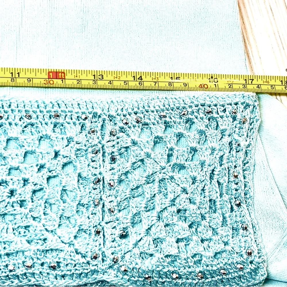 Joseph A Sky Blue Knit Hem Blouse - Picture 13 of 13